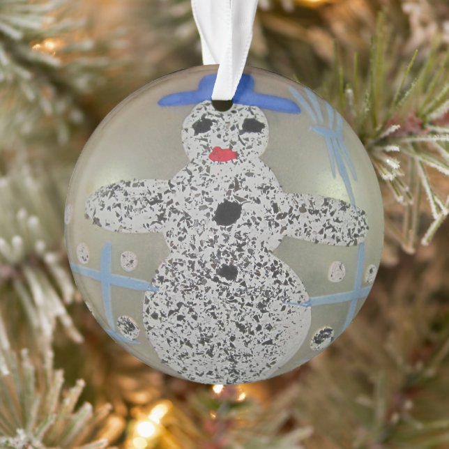 Ornamento Vintage Glass Christmas Ball Snowman Mão Pintada (Árvore)