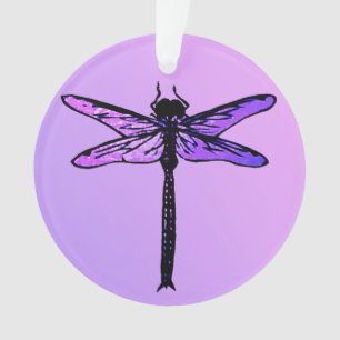 Ornamento Vintage Japonês Dragonfly, ametista roxa