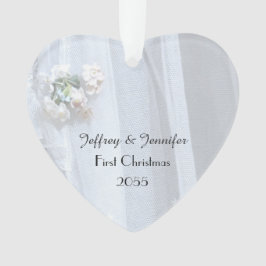 Ornamento Vintage Lace Wedding Hearnament, Personalizado