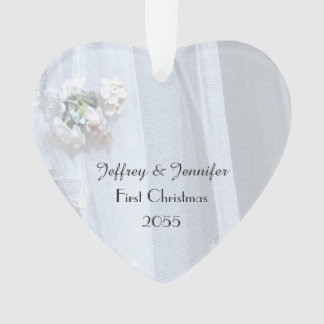 Ornamento Vintage Lace Wedding Hearnament, Personalizado