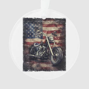Ornamento Vintage Motorcycle USA Flag Retro Biker American