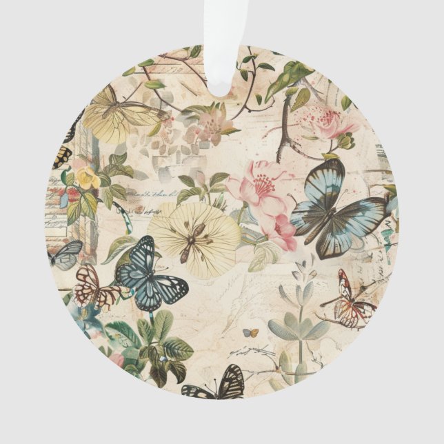 Ornamento Vintage Multiborboletas e flores (Frente)