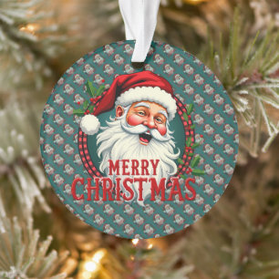 Ornamento Vintage Papais noeis Merry Christmas Illustration 