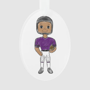 Ornamento vintage retro jogador de futebol preto roxo simple