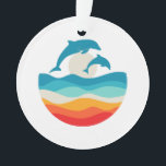 Ornamento Vintage Retro Summer Time Dolphin Beach<br><div class="desc">Vintage Retro Summer Time Dolphin Beach</div>