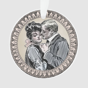 Ornamento Vintage Romance Casal: Antigos Rosas Apaixonados G