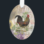 Ornamento Vintage Rooster French Collage Pet Fazenda<br><div class="desc">A imagem do galo-da-safra é composta por pintura de galo-da-safra, recortes de efemia antiga, revistas e livros da era vitoriana. A colagem do galo é tocada com dizeres de galo - o corte do galo com um galo-a-rabisco, o galo francês, Sr. Rooster, e flores e penas. É uma bela coleção...</div>