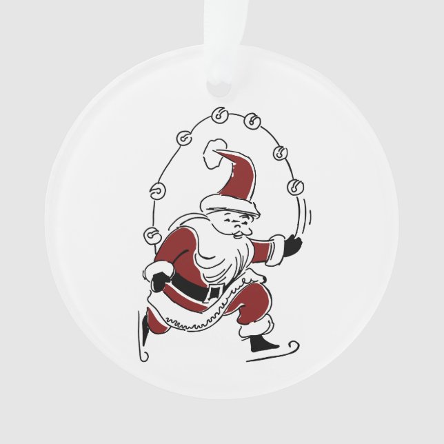 Ornamento Vintage Skating Santa Christmas Ornament (Frente)