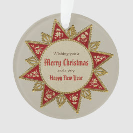 Ornamento Vintage vermelho Dourado CC0962 da estrela do