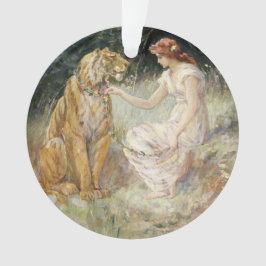 Ornamento Vintage Victorian Coquette Lady e Tiger