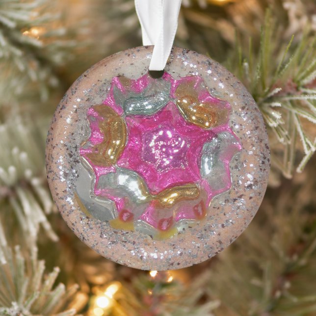 Ornamento Vintage Vidro Vola de Natal, Cinza Rosa, Joia Anti (Árvore)