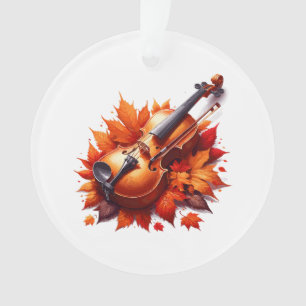 Ornamento Violino na cama de folhas