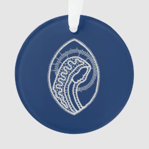 Ornamento Virgem Abençoada Maria, renda branca, azul marinho