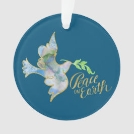 Ornamento Viva Dourada Paz na Terra