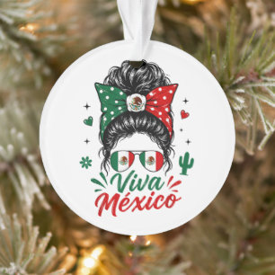Ornamento Viva México Garota Bandeira do México Patriótica M