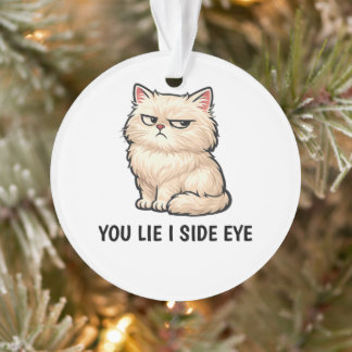 Ornamento Você Mente Eu Olho de Esquina Gato de Creme Fofinh