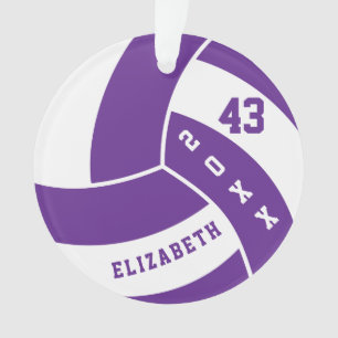 Ornamento Voleibol roxo e branco 4   DIY Name