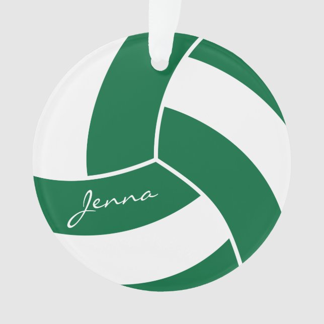 Ornamento Voleibol Verde Escuro e Branco 4 | DIY Name (Frente)