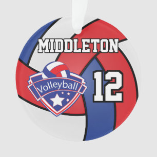 Ornamento Voleibol Vermelho, Branco e Azul  Texto "MAL"