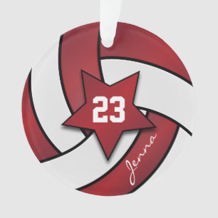 Ornamento Voleibol Vermelho e Branco Escuro 3  Nome do Mesmo