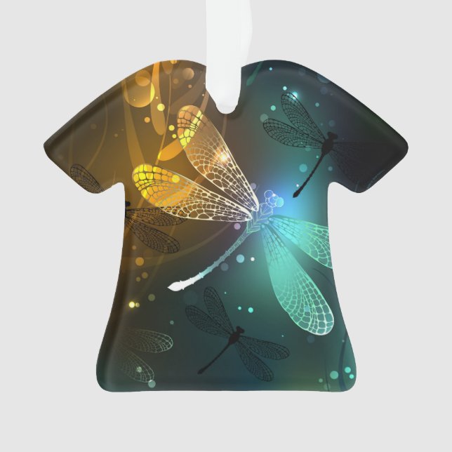 Ornamento Voo luminoso verde de libélula (Frente)