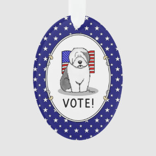 Ornamento Votem! Velha Cinza Inglesa Sheepdog 1 Política Cus