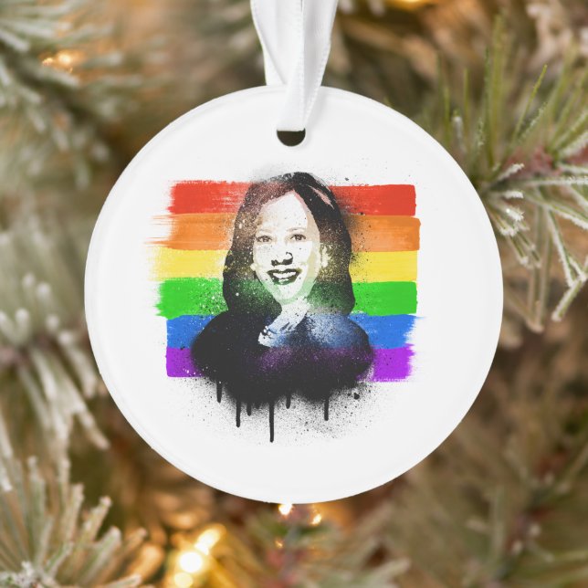 Ornamento VP Kamala Harris Grafite de Sinalizador do Orgulho (Árvore)