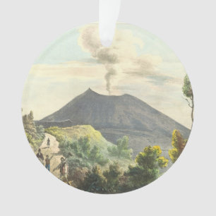 Ornamento Vulcão ativo do Vesúvio Nápoles 1832 Italia