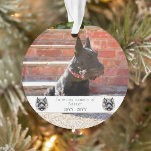 Ornamento Watercolor Scottie e Floral Wreath Memorial