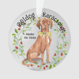 Ornamento Watercolor Vizsla Boldog Karácsonyt
