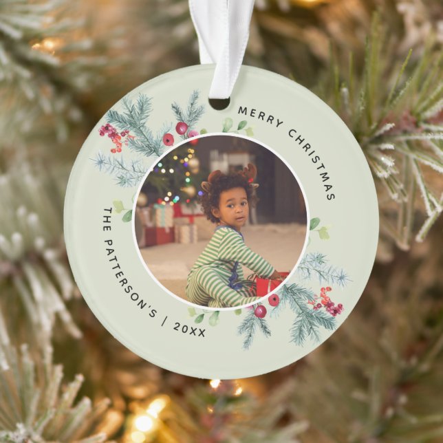 Ornamento Watercolor Winter Greenery 2 Fotos (Árvore)