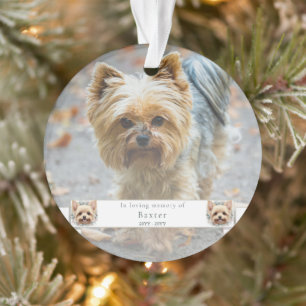 Ornamento Watercolor Yorkie e Floral Wreath Memorial