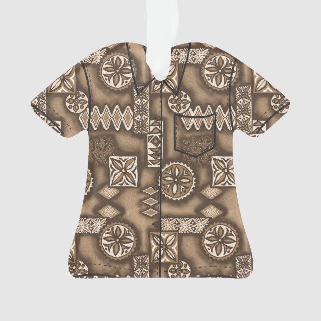 Ornamento Wave Warrior Havaiano - Camisa Primitiva Tapa Aloh (Frente)