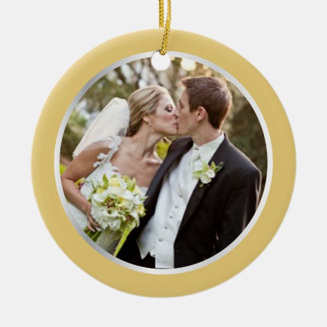 Ornamento Wedding da foto do Natal de | primeiro (Frente)