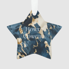 Ornamento Western Blue Cream Dourado Cowboy Cowhide