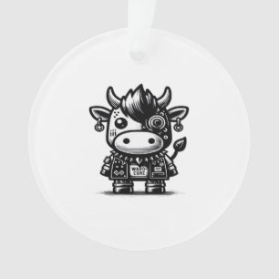 Ornamento Whimsigoth Cyborg Cow Vintage Art Design Classic