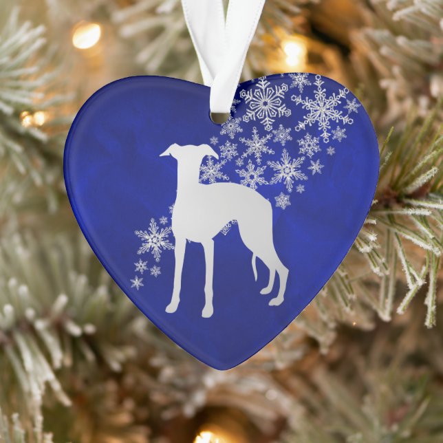 Ornamento Whippet Blue Silver Snowflake (Árvore)