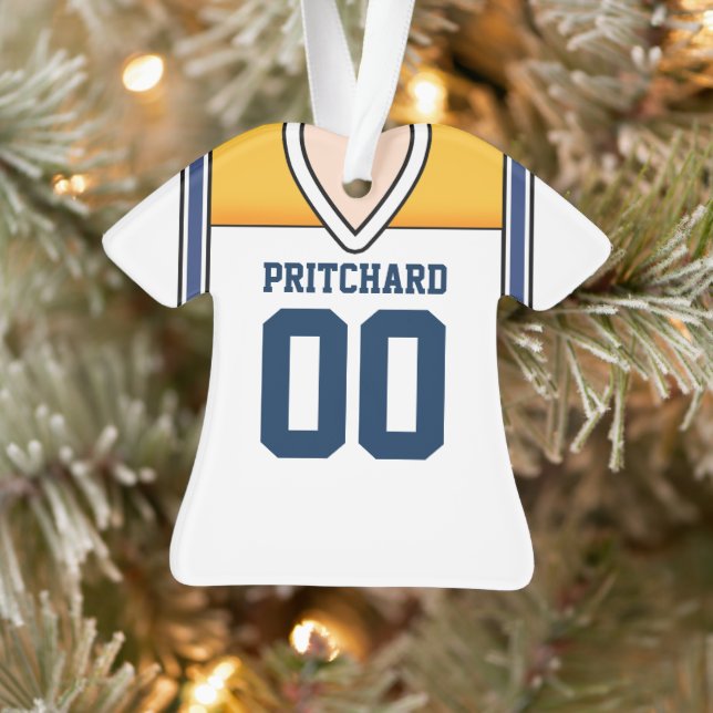 Ornamento White/Yellow/Blue Futebol Jersey (Árvore)