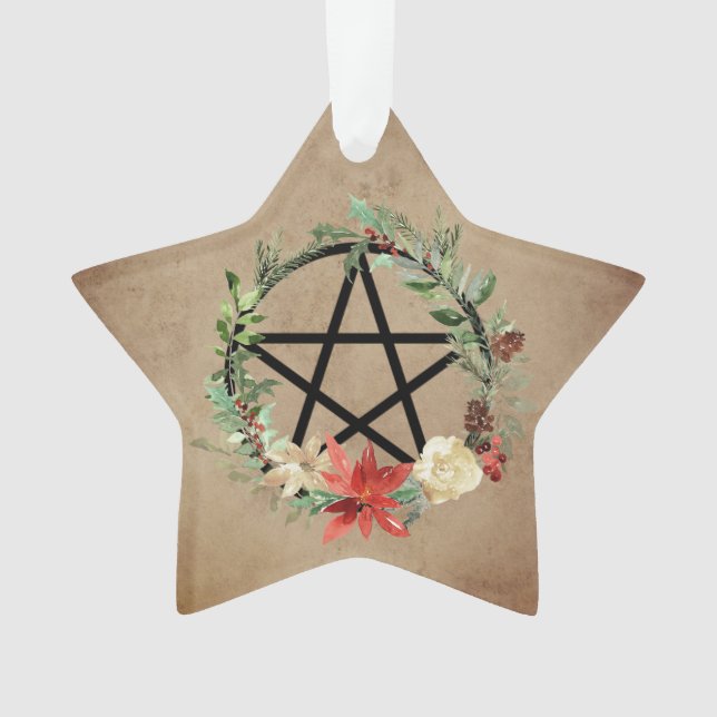 Ornamento Wiccan Pagan Wreath Pentacle Ornament (Frente)
