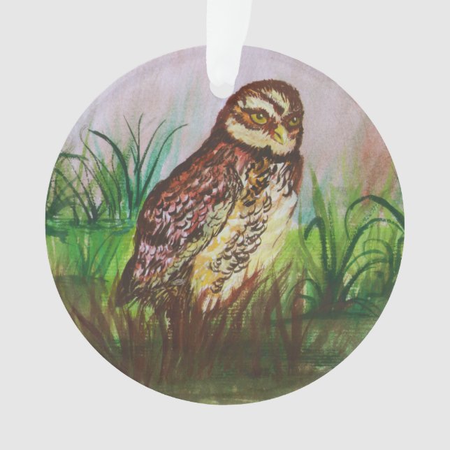 Ornamento Wild Owl in nature watercolor art (Frente)