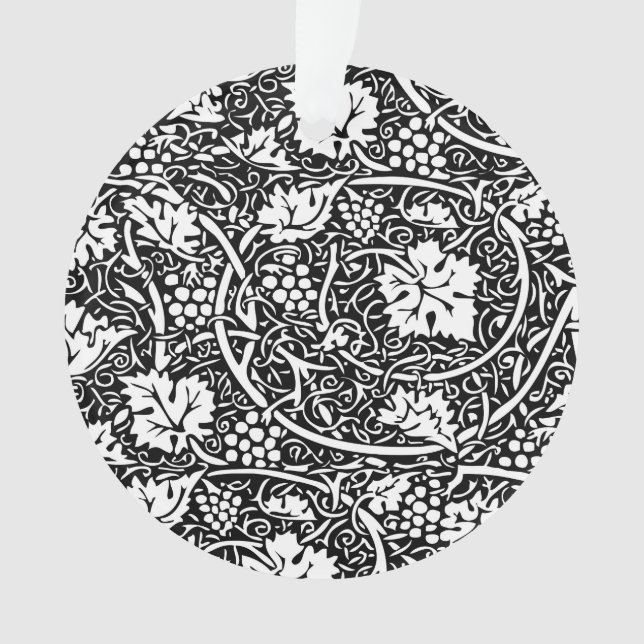 Ornamento William Morris Black White Grape Vine (Frente)