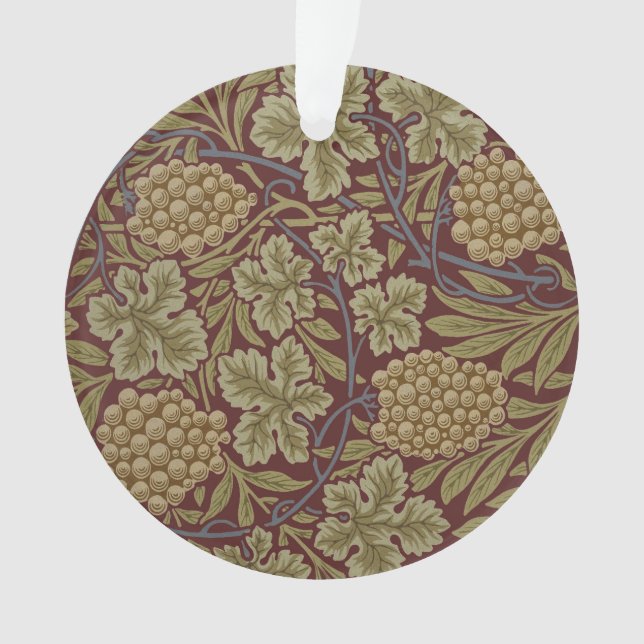 Ornamento William Morris Vine Grape Red Green Art (Frente)