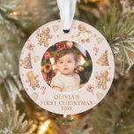 Ornamento Winter Gingerbird Baby First Christmas Photo<br><div class="desc">Pão-Pão-Pão-Pó-Inverno Primeiro Ornamento Fotográfico de Natal</div>