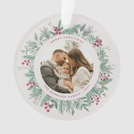 Ornamento Winter Greenery Christmas Photo Wreath Ornament