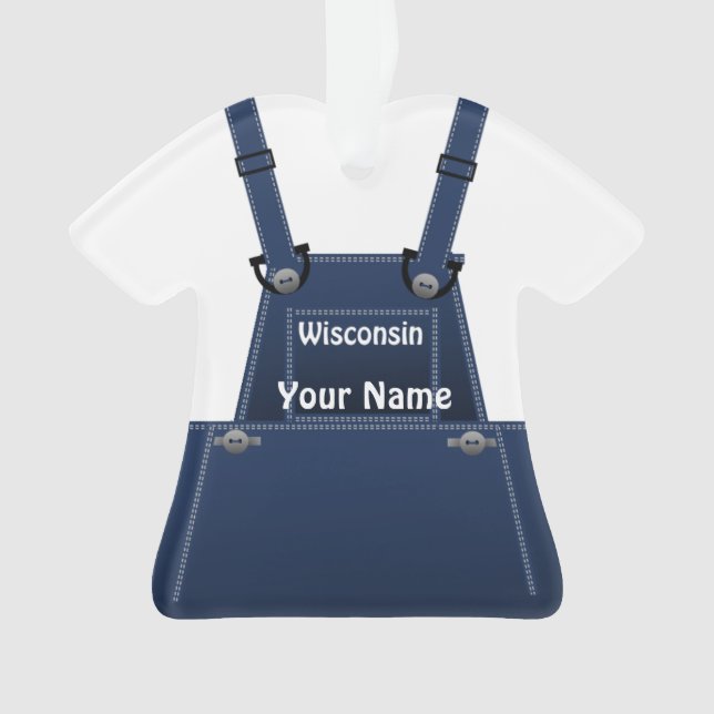 Ornamento Wisconsin Farmer Bib Overalls (Frente)