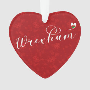 Ornamento Wrexham Script Font, Welsh Flag Em Coração
