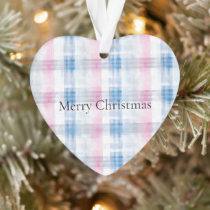 Ornamento Xadrez Listras Rosa Azul Branco Natal