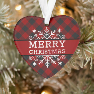 Ornamento Xadrez Natal feliz floco de neve