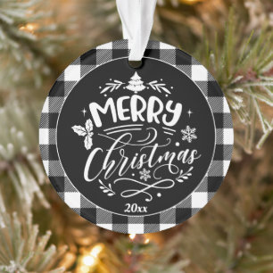 Ornamento Xadrez Padrão Feliz Foto de Natal