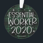 Ornamento Xadrez Verde de Natal Essencial 2020<br><div class="desc">Ornament de Xadrez Verde de Natal Essencial 2020</div>